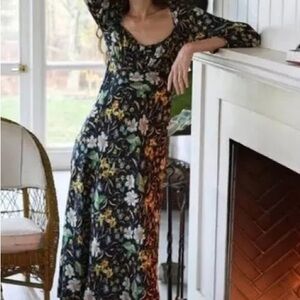 Doen Guinevere Long Sleeve Maxi Dress in sweet anemone NWT